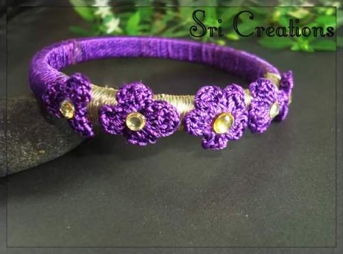 crocheted flower bangle